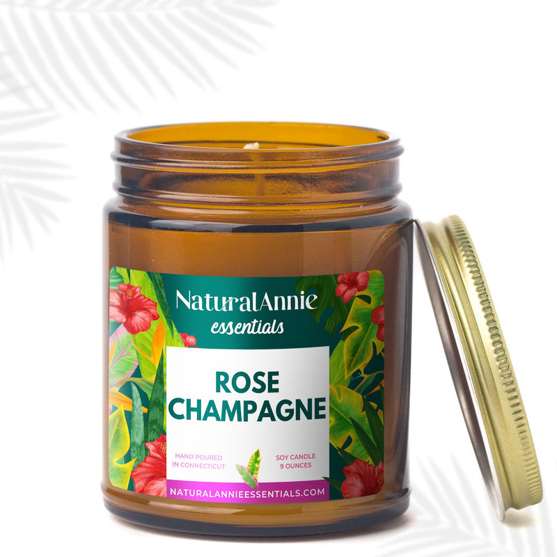 valentines day scented rose and champagne soy candle