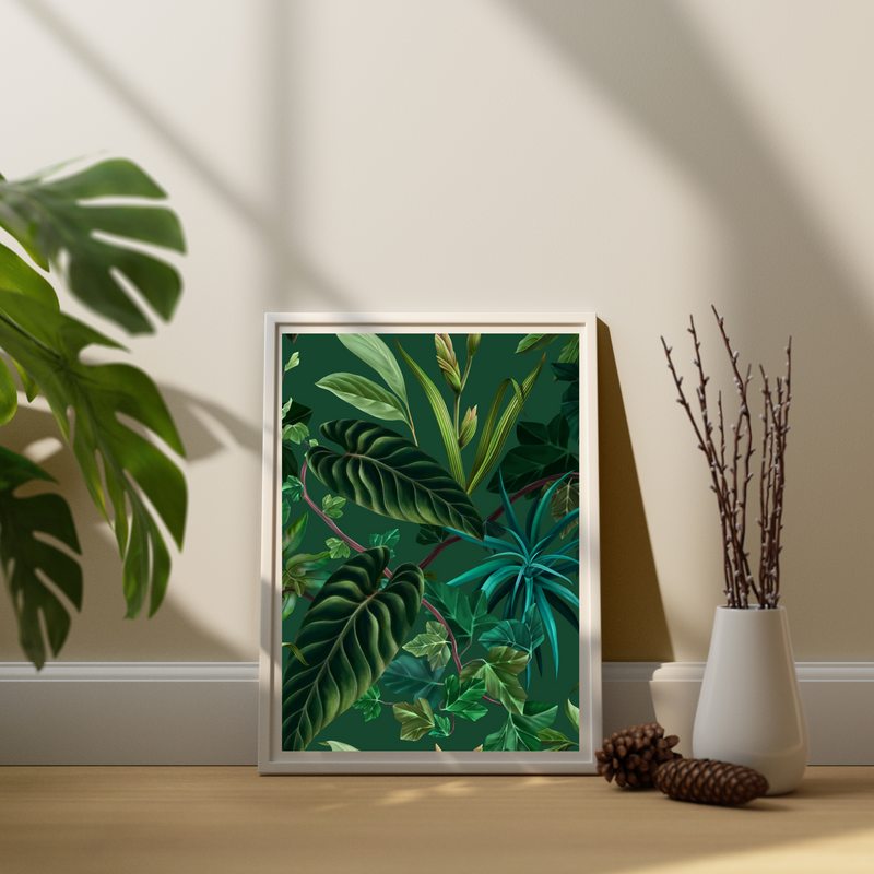 JUNGLE FANTASY: Lush Green Tropical Plants Digital Download Wall Art|Printable Wall Art