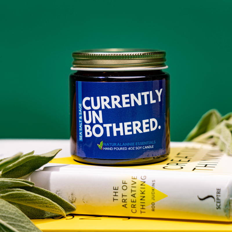 CURRENTLY UNBOTHERED: Sea Salt & Sage Scented Soy Candle