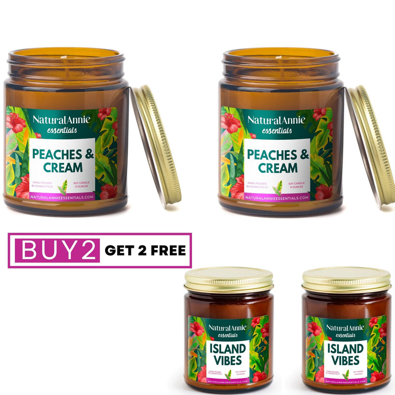 Buy 2 Get 2 FREE! Peaches & Cream + Island Vibes Soy Candle Bundle