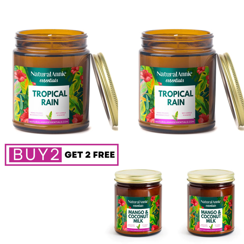 Buy 2 Get 2 FREE! Tropical Rain + Mango & Coconut Milk Soy Candle Bundle